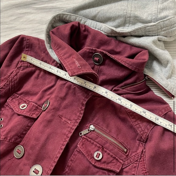 HURLEY Double Breasted Jacket Burgundy Cotton - Picture 5 of 8